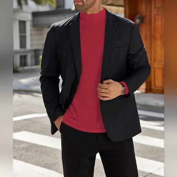 Men's Mock Turtleneck Shirt Long Sleeve Lightweight Super Soft Thermal Fleece - Picture 3 of 10